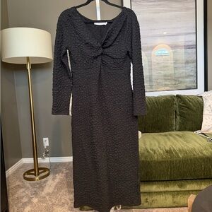 Astr Black Textured Long Sleeve Dress